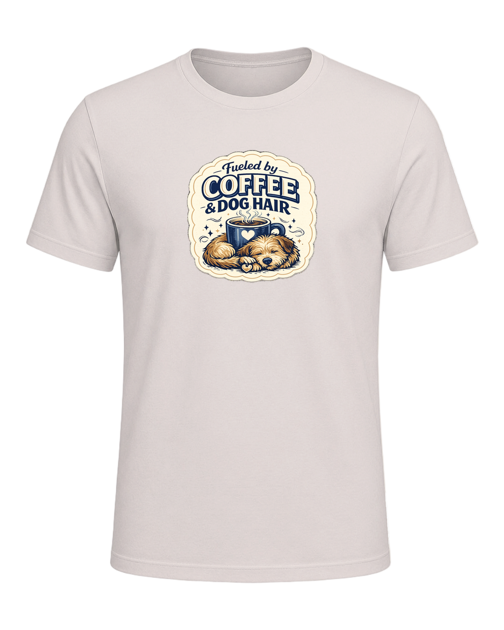 Fueled By Coffee & Dog Hair Tee — Heather Dust