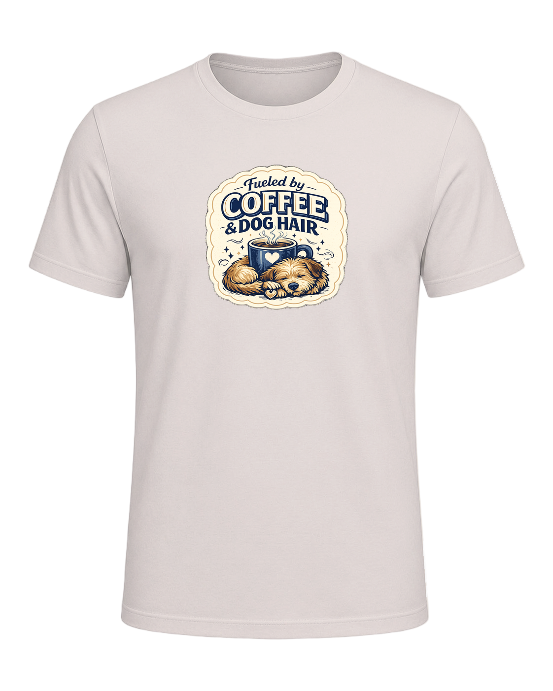 Fueled By Coffee & Dog Hair Tee — Heather Dust