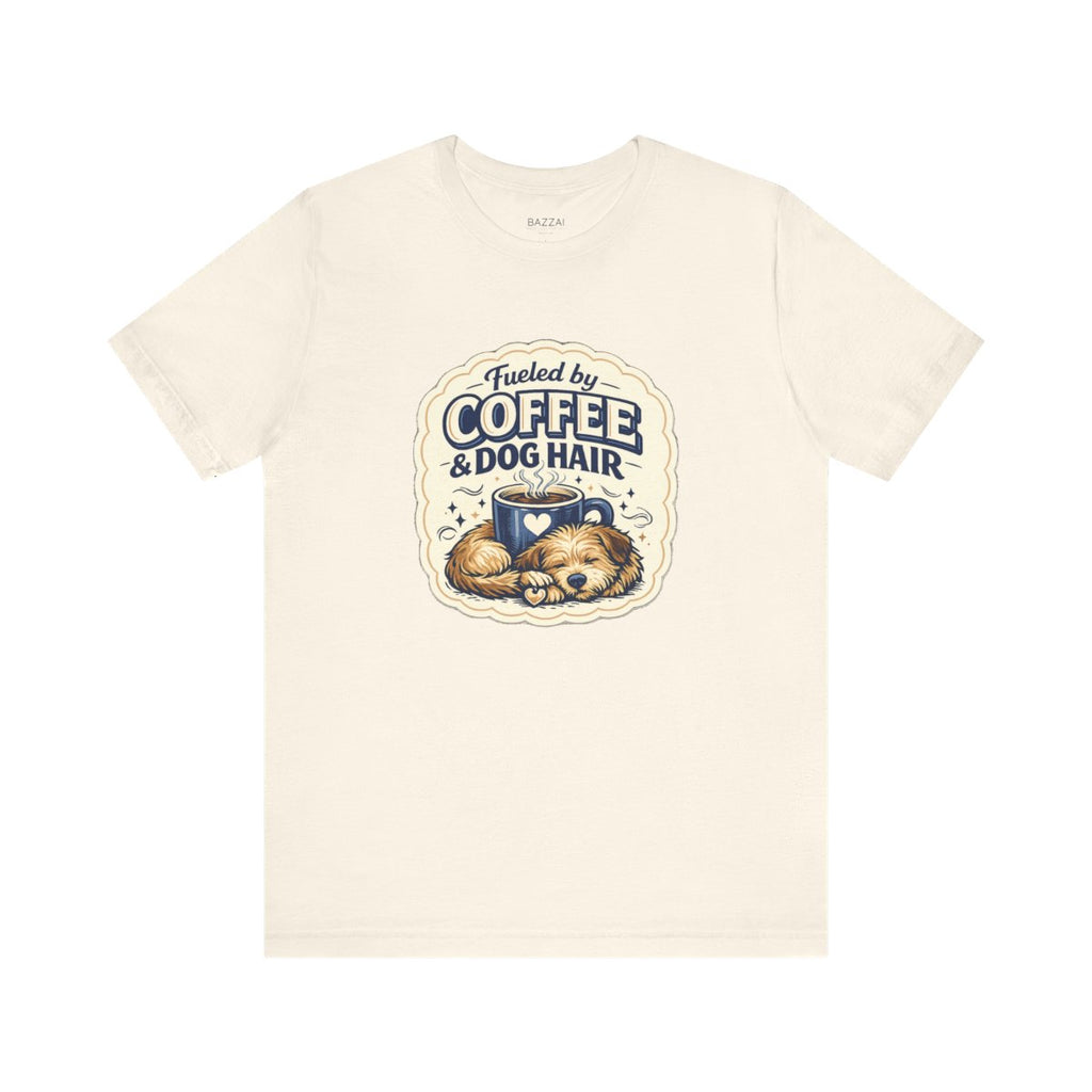Dog Mom Coffee T-Shirt — Fueled by Coffee &amp; Dog Hair — dog mom t-shirt design by June