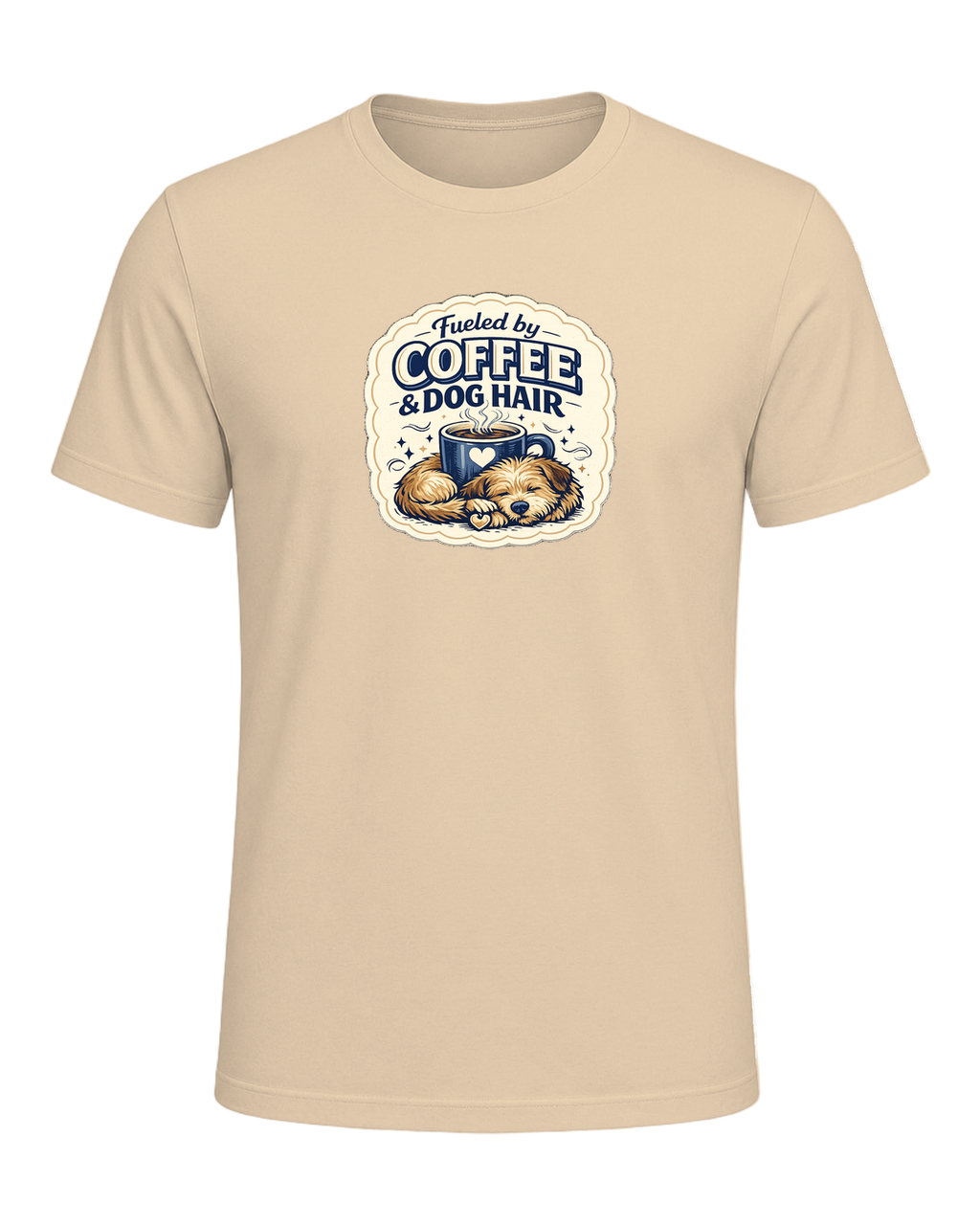 Fueled By Coffee & Dog Hair Tee — Soft Cream