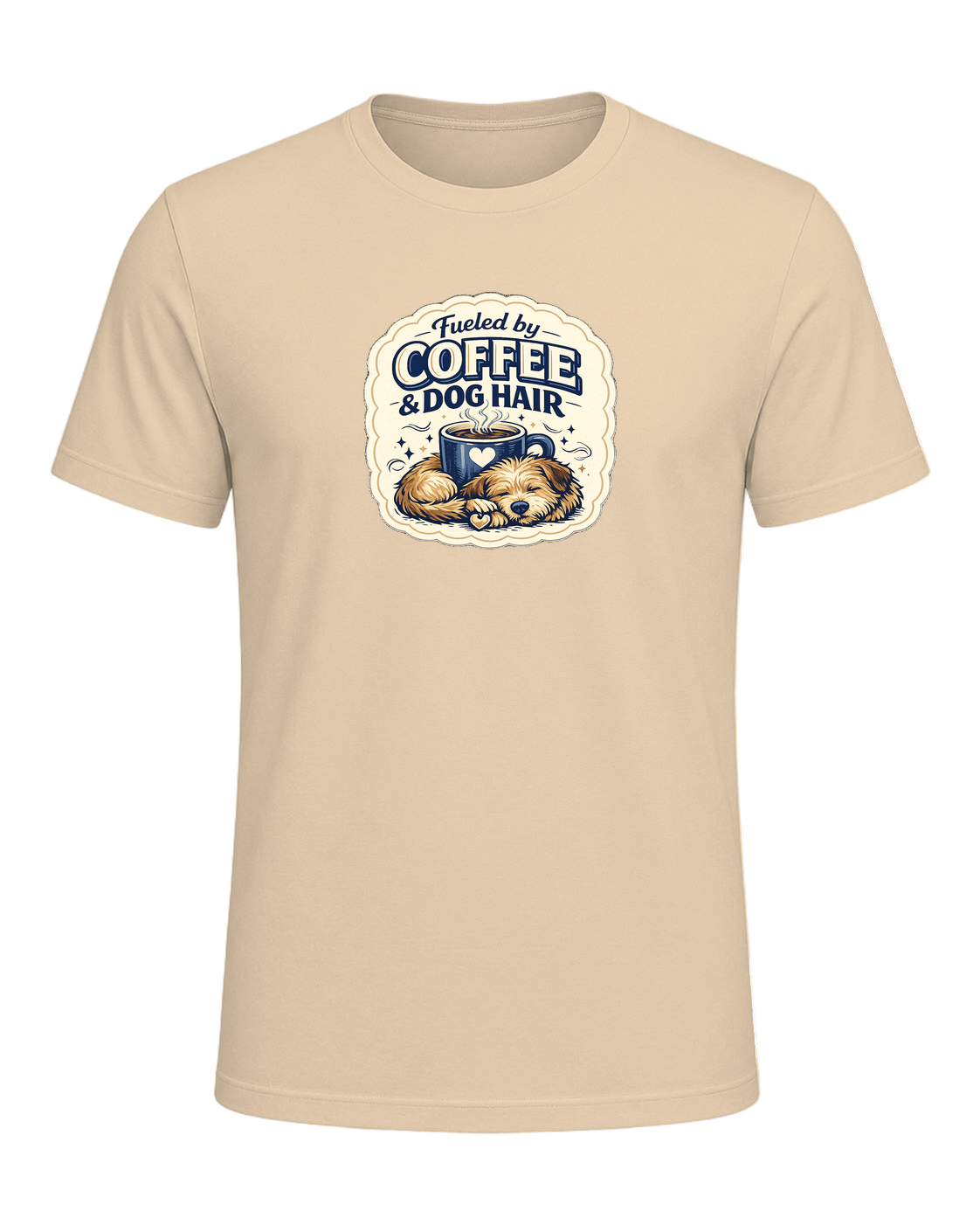 Fueled By Coffee & Dog Hair Tee — Soft Cream
