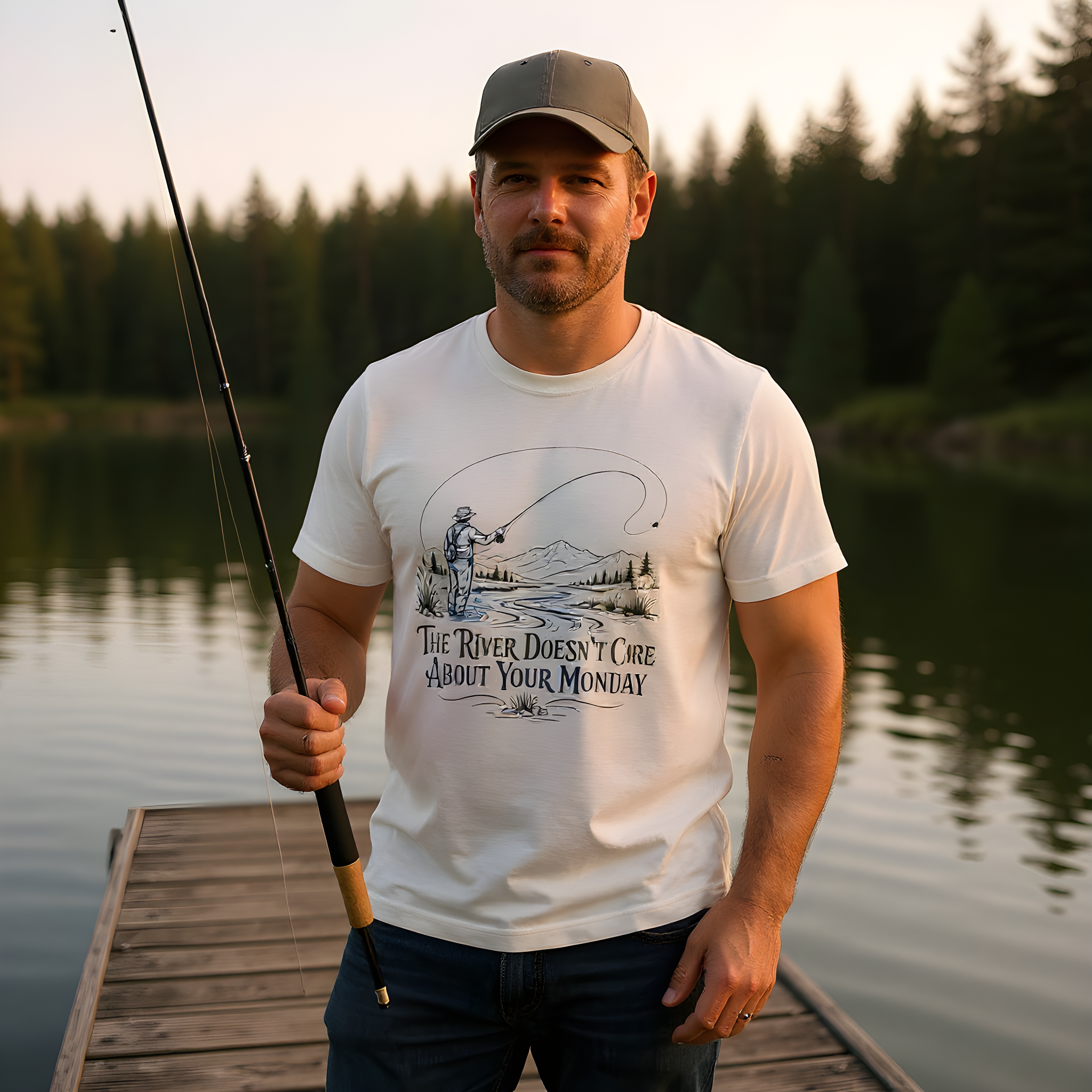 Fly Fishing T-Shirt — Standing in Cold Water on Purpose — angler t-shirt design