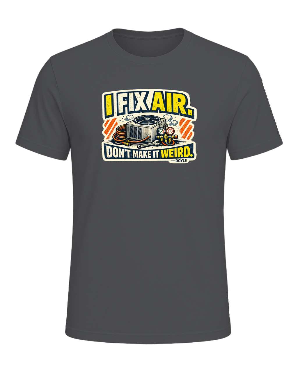 A gritty workwear HVAC tee for the tech everyone calls when the air gets weird. — Asphalt