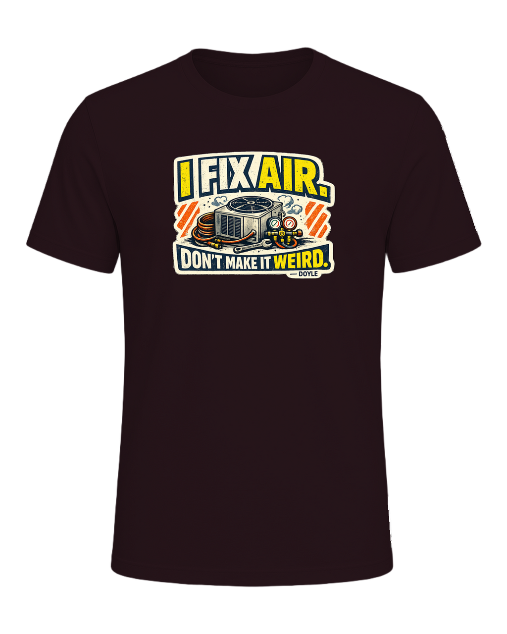 A gritty workwear HVAC tee for the tech everyone calls when the air gets weird. — Oxblood Black