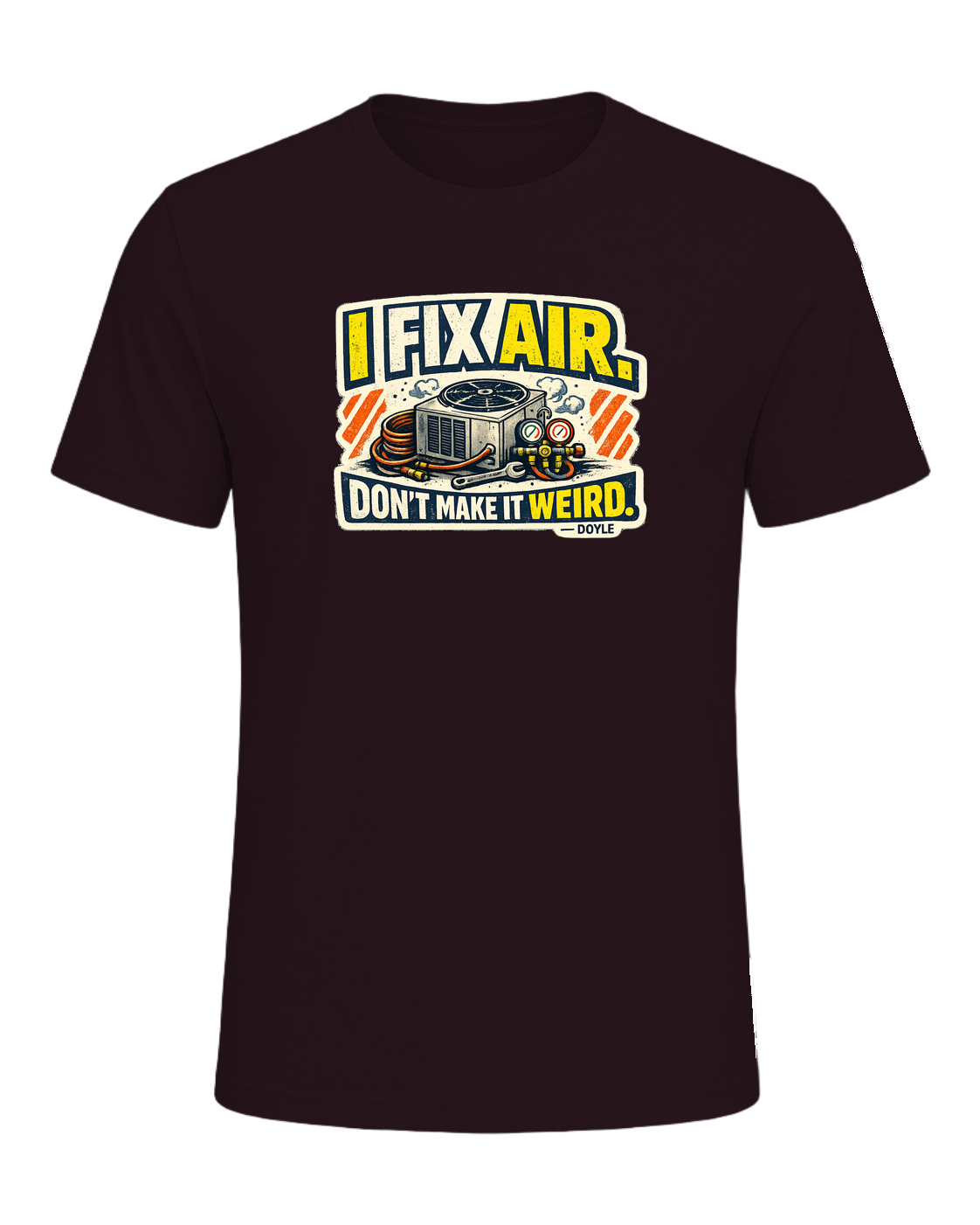 A gritty workwear HVAC tee for the tech everyone calls when the air gets weird. — Oxblood Black