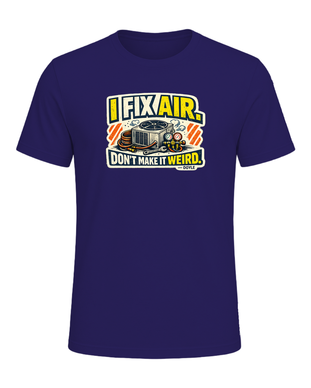 A gritty workwear HVAC tee for the tech everyone calls when the air gets weird. — Team Navy