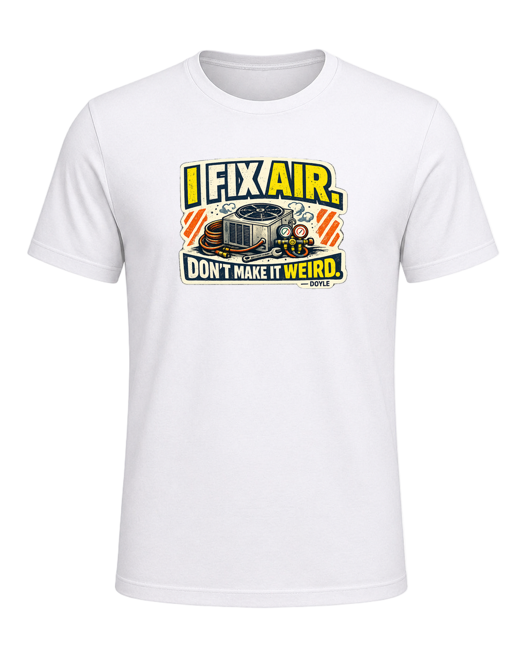 A gritty workwear HVAC tee for the tech everyone calls when the air gets weird. — White