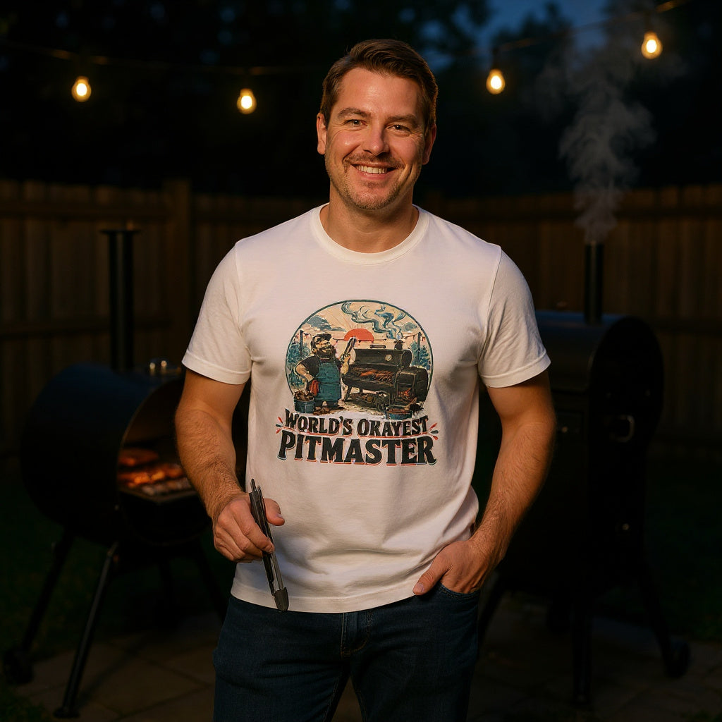 Funny BBQ Gift T-Shirt — World's Okayest Pitmaster — t-shirt design
