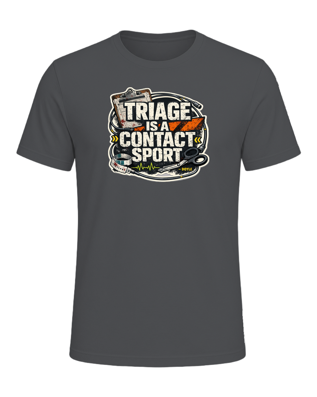 Triage Is A Contact Sport Tee — Asphalt