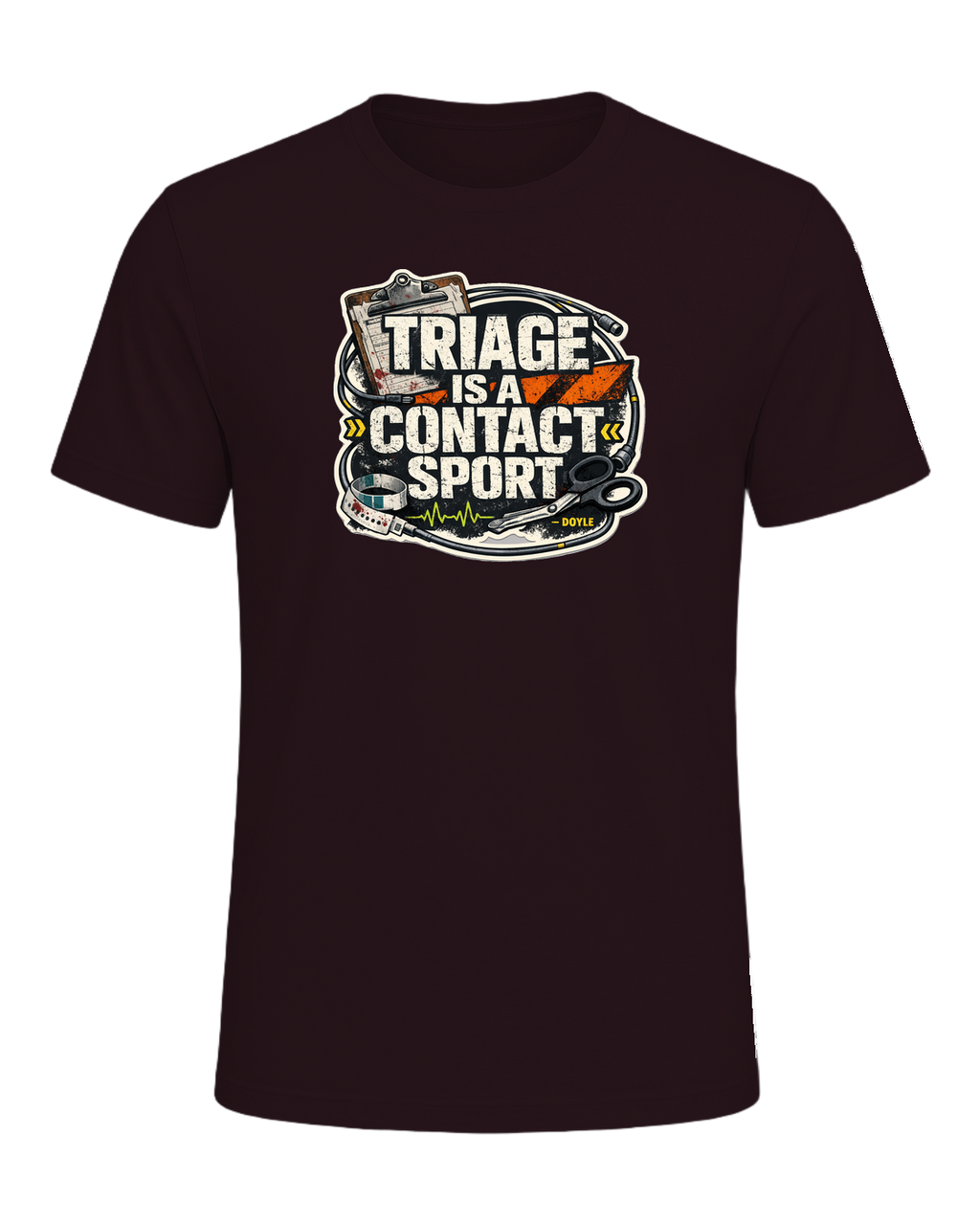 Triage Is A Contact Sport Tee — Oxblood Black