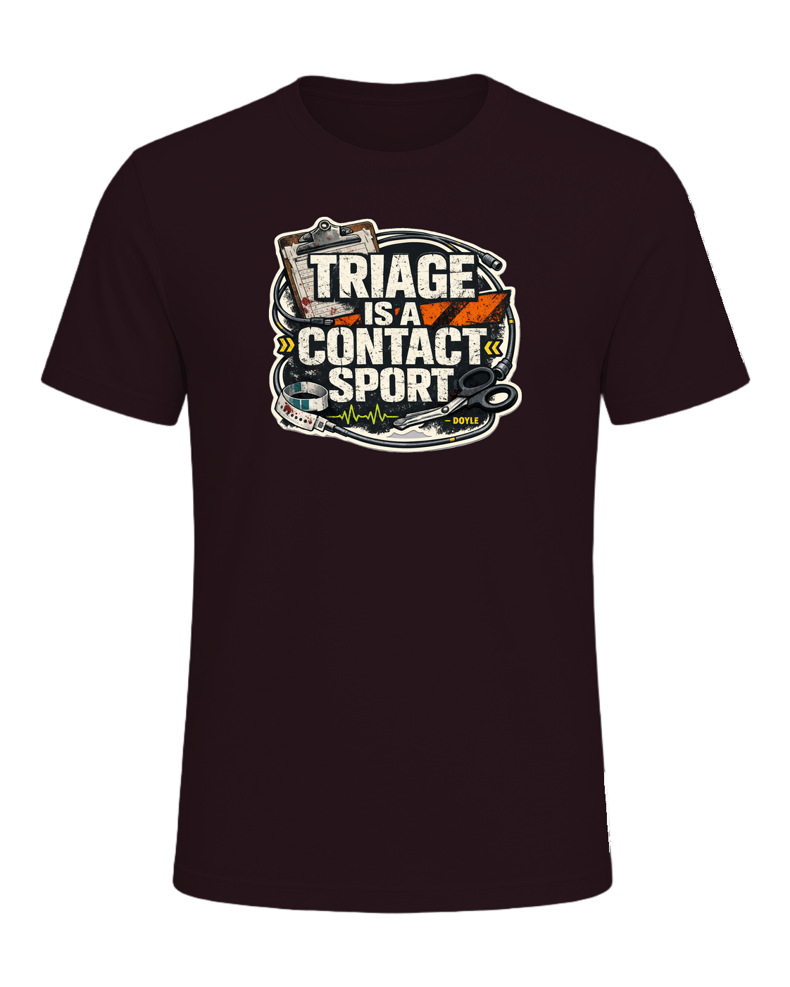 Triage Is A Contact Sport Tee — Oxblood Black