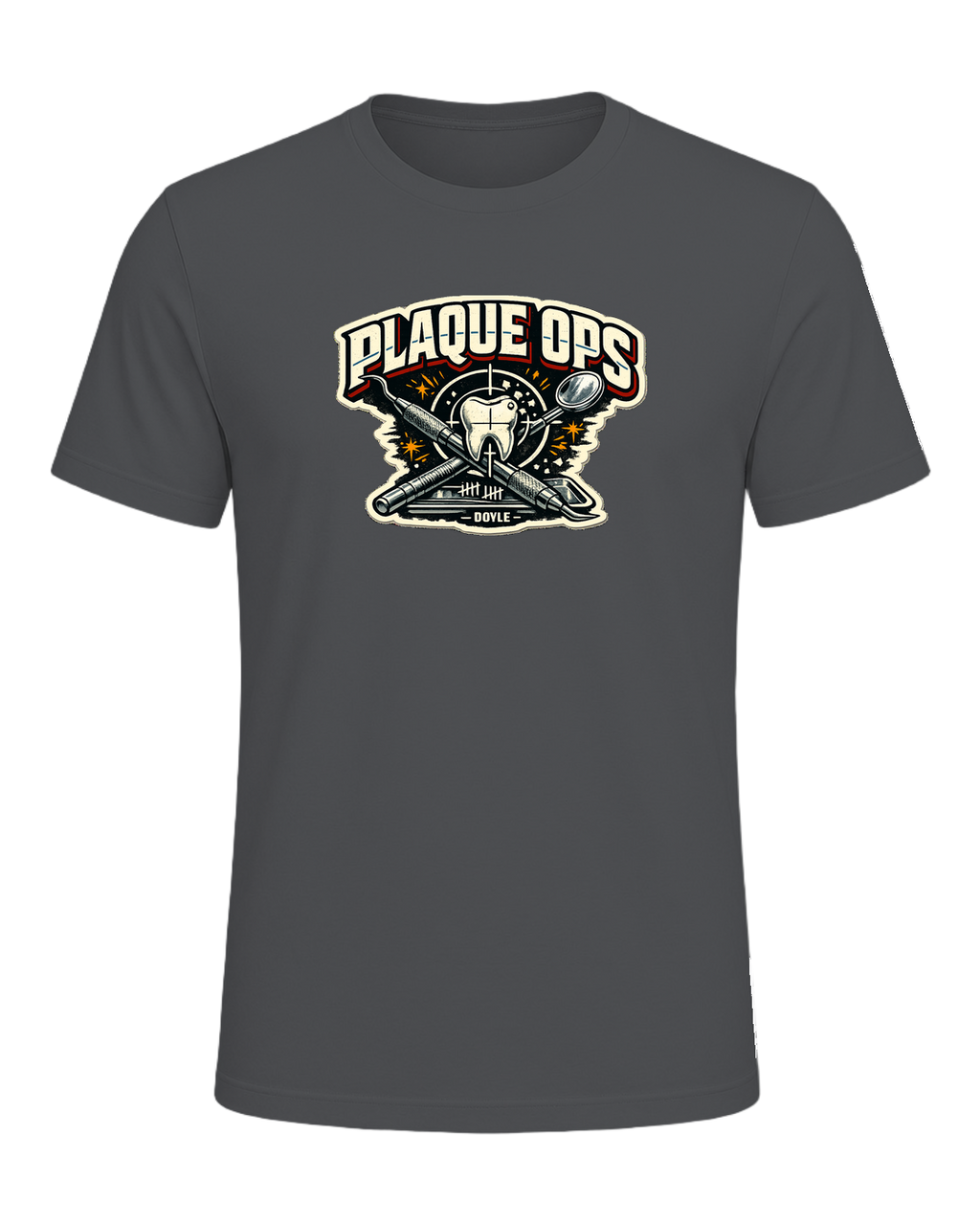 Plaque Ops Tee — Asphalt