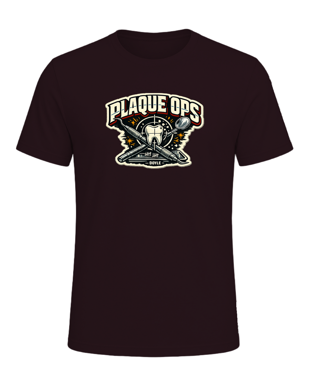 Plaque Ops Tee — Oxblood Black