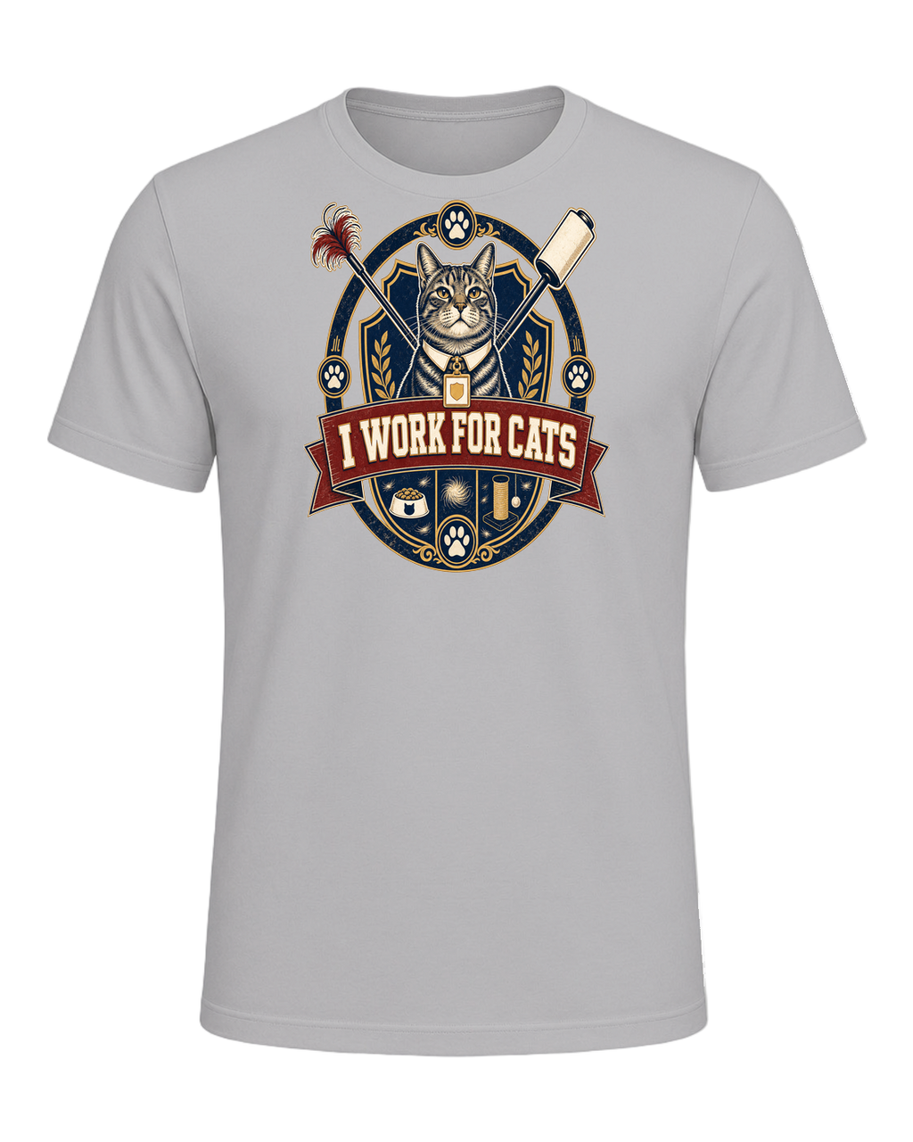 I WORK FOR CATS — Athletic Heather