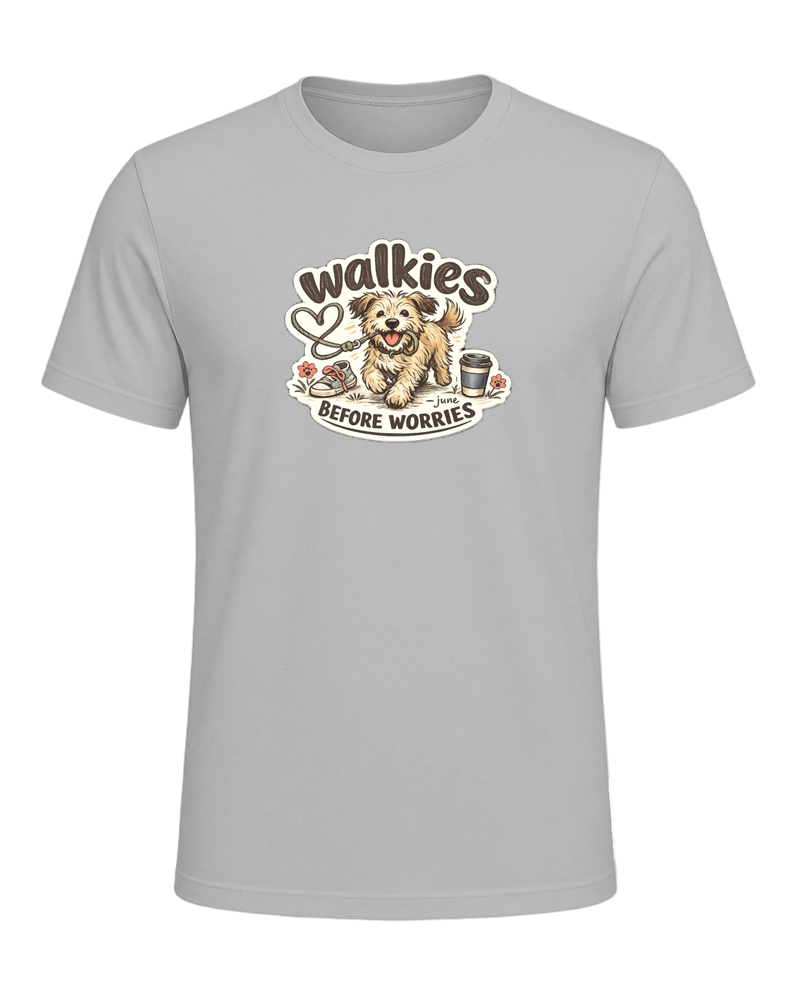 Walkies Before Worries Tee — Athletic Heather