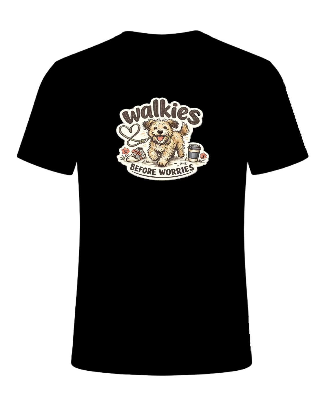 Walkies Before Worries Tee — Black