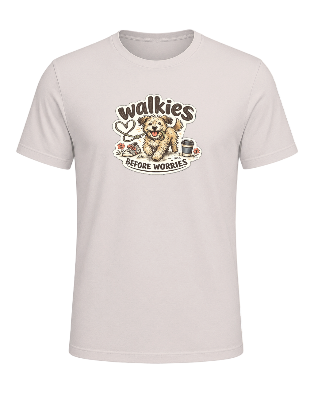 Walkies Before Worries Tee — Heather Dust