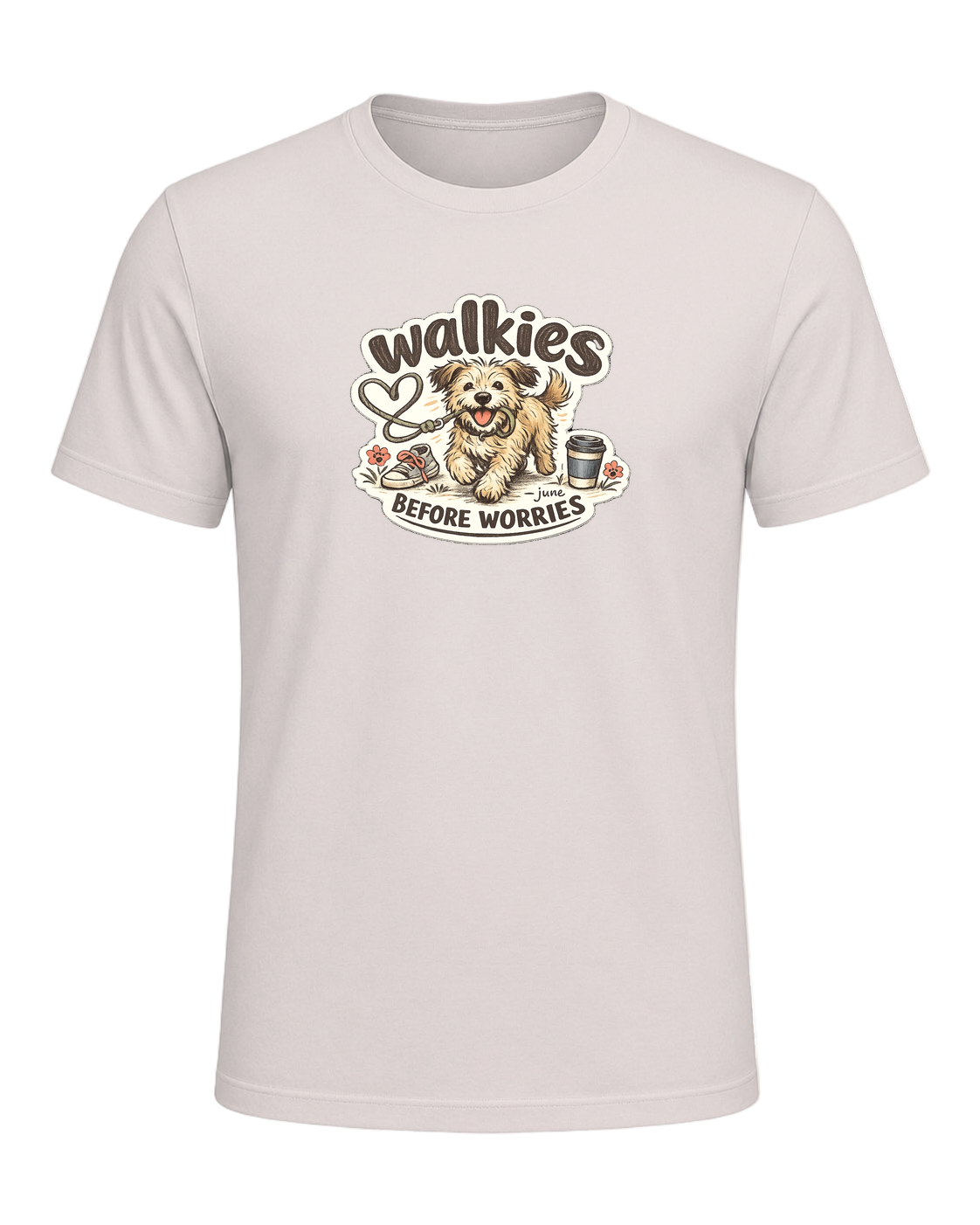 Walkies Before Worries Tee — Heather Dust