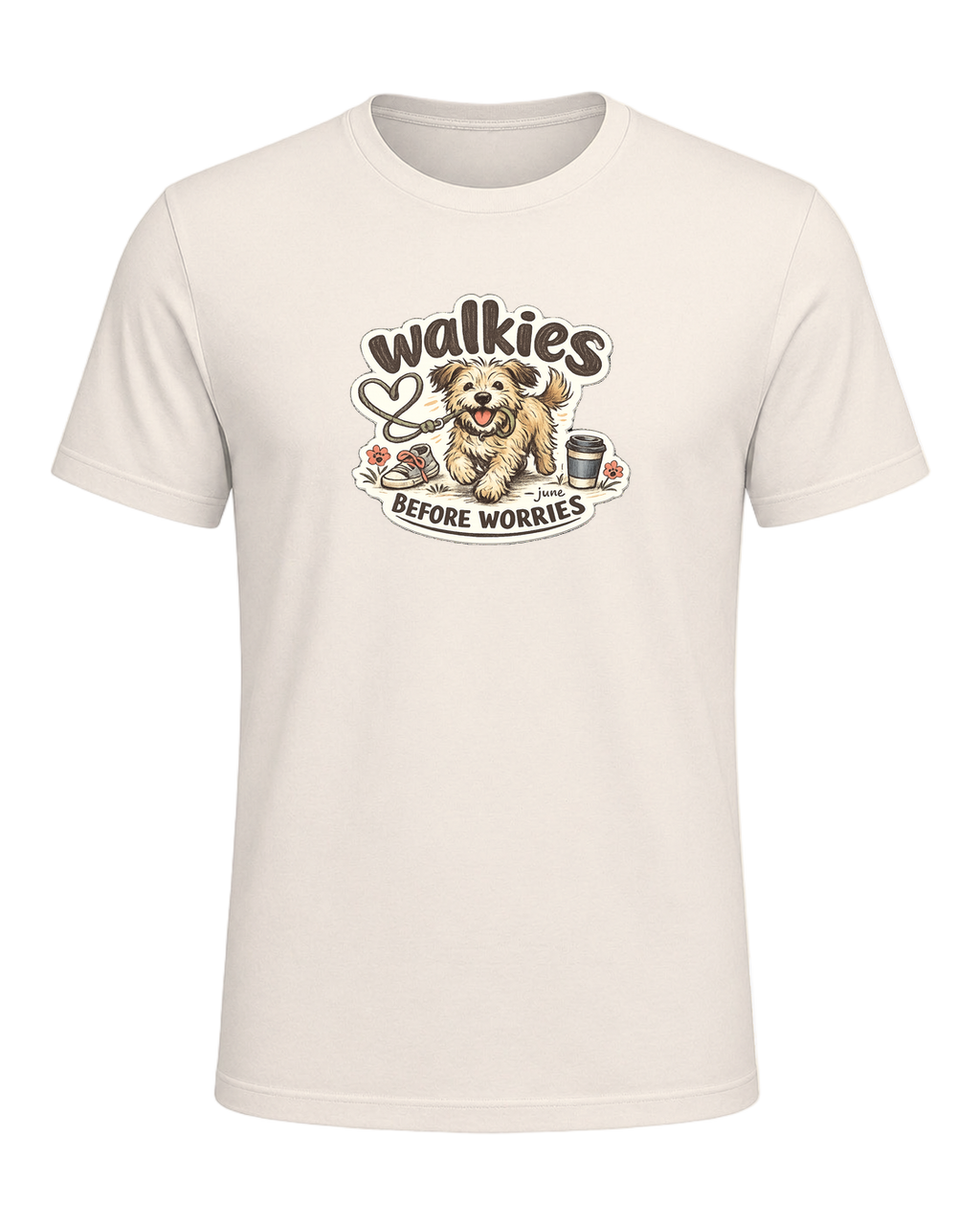 Walkies Before Worries Tee — Natural