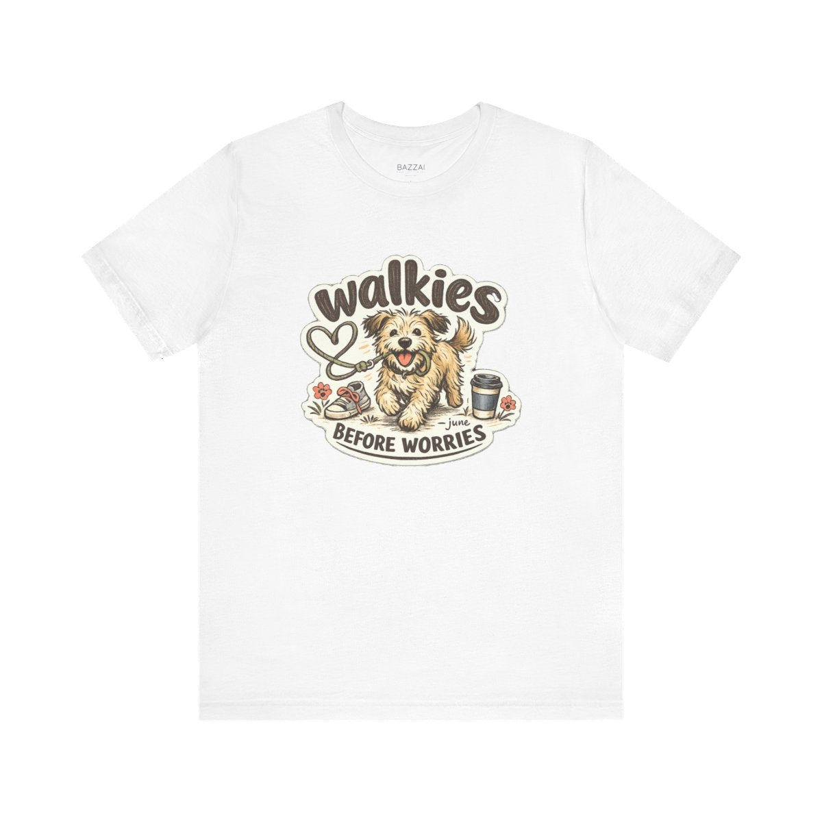 Dog Walking T-Shirt — Walkies Before Worries — dog mom t-shirt design by June