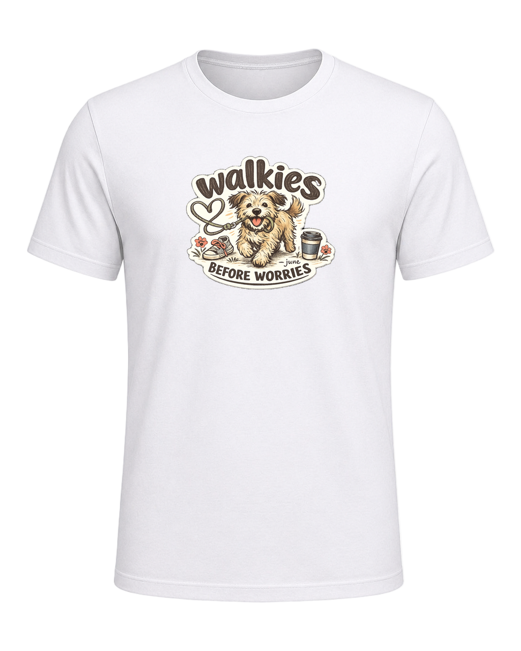 Walkies Before Worries Tee — White