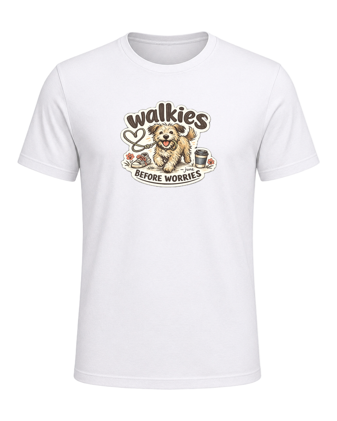 Walkies Before Worries Tee — White