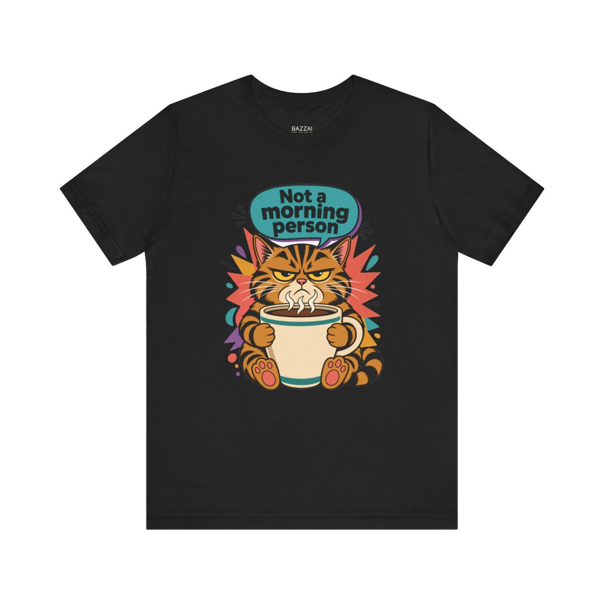 Cat Coffee T-Shirt — Grumpy Before Coffee, Both of Us — t-shirt design