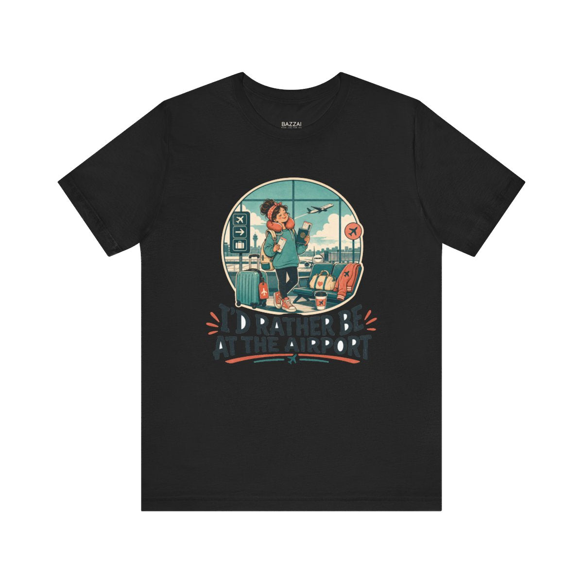 Frequent Flyer T-Shirt — I'd Rather Be at the Airport — travel wanderer t-shirt design