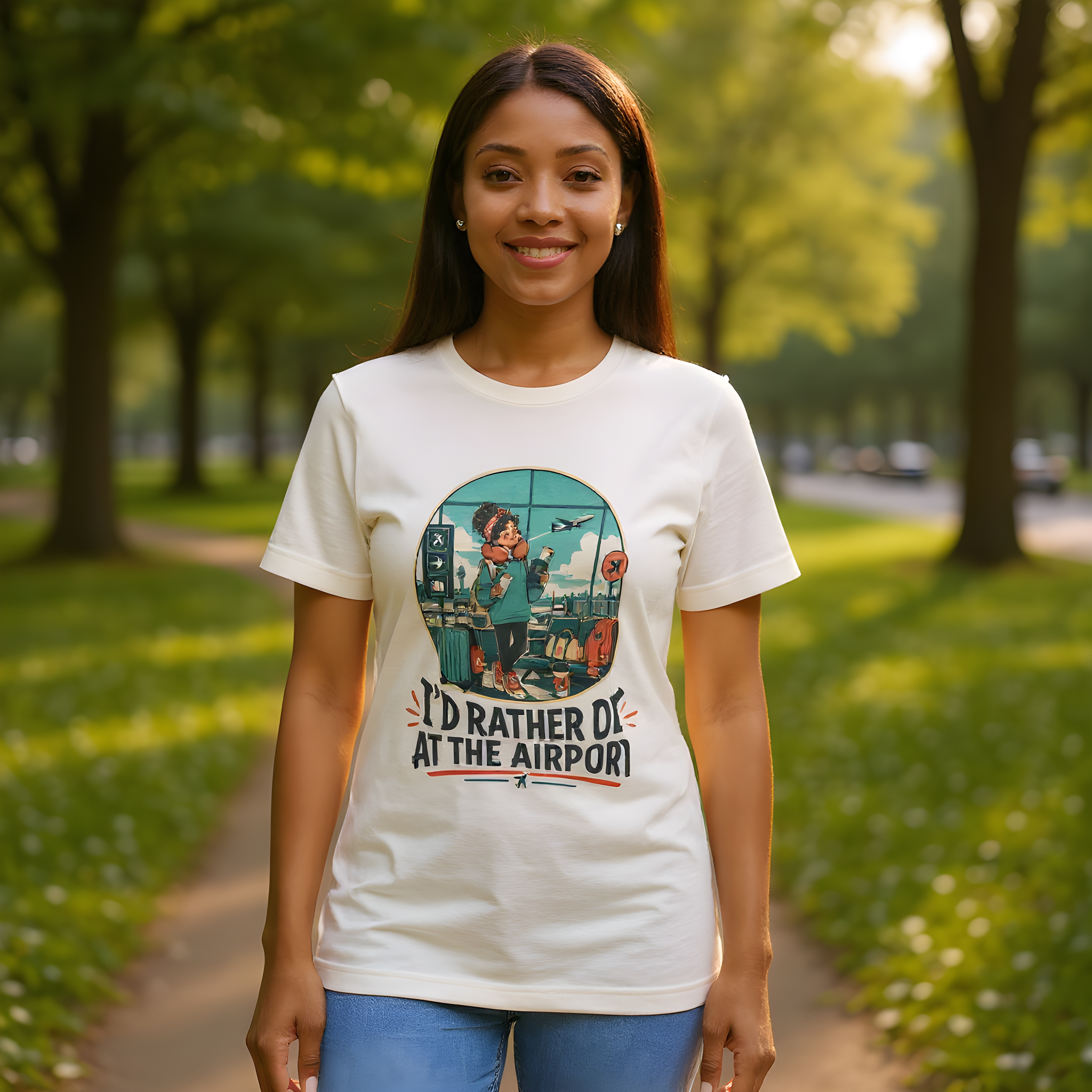 Frequent Flyer T-Shirt — I'd Rather Be at the Airport — travel wanderer t-shirt design