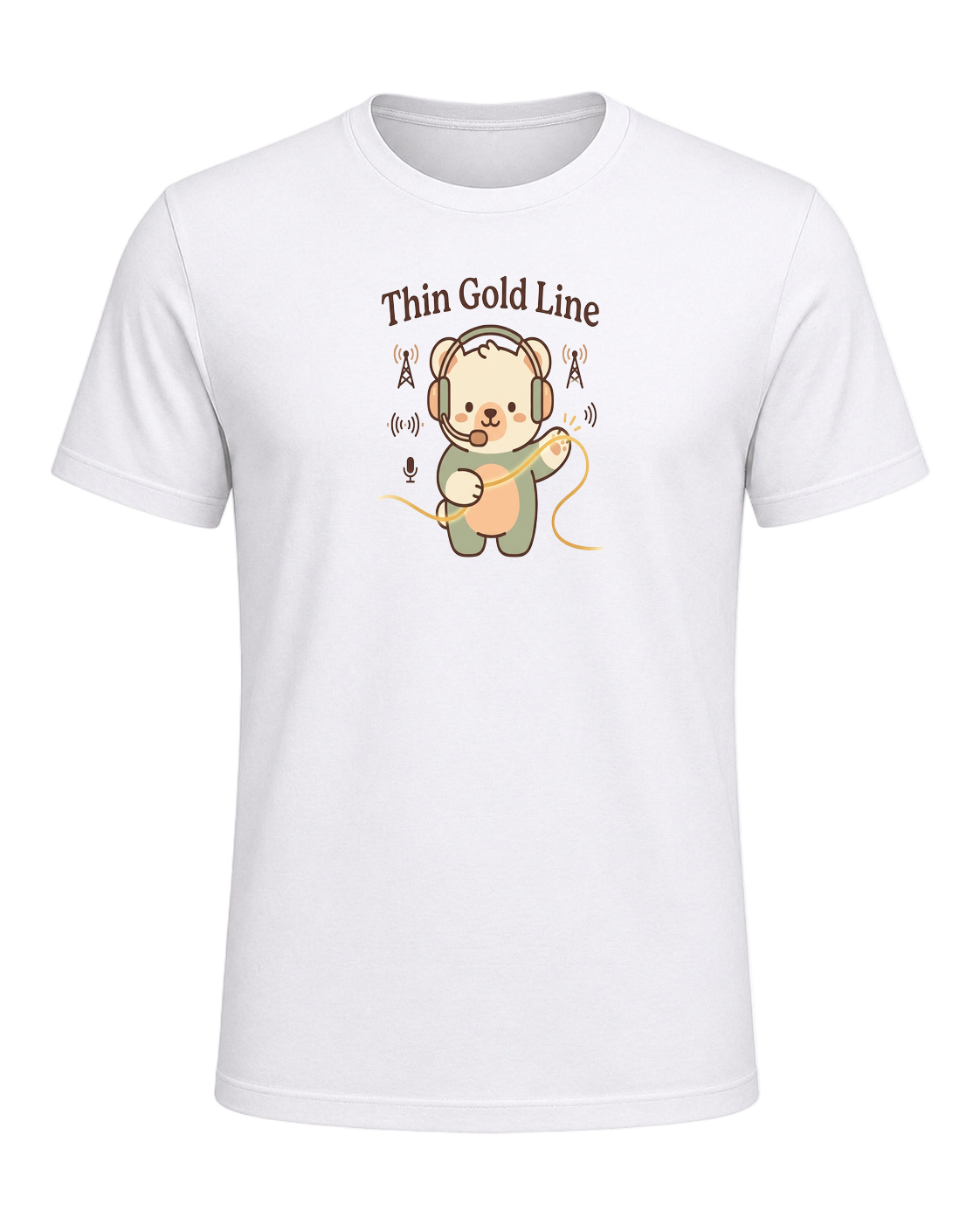 Thin gold line — White