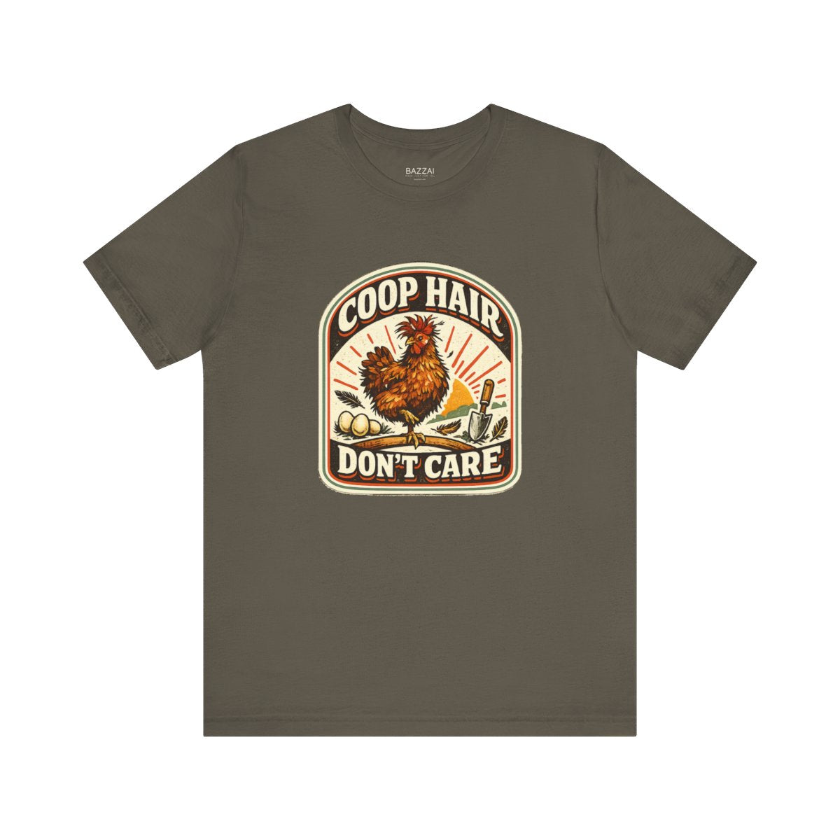 Chicken Mom T-Shirt — Coop Hair Don't Care — backyard chicken t-shirt design by June