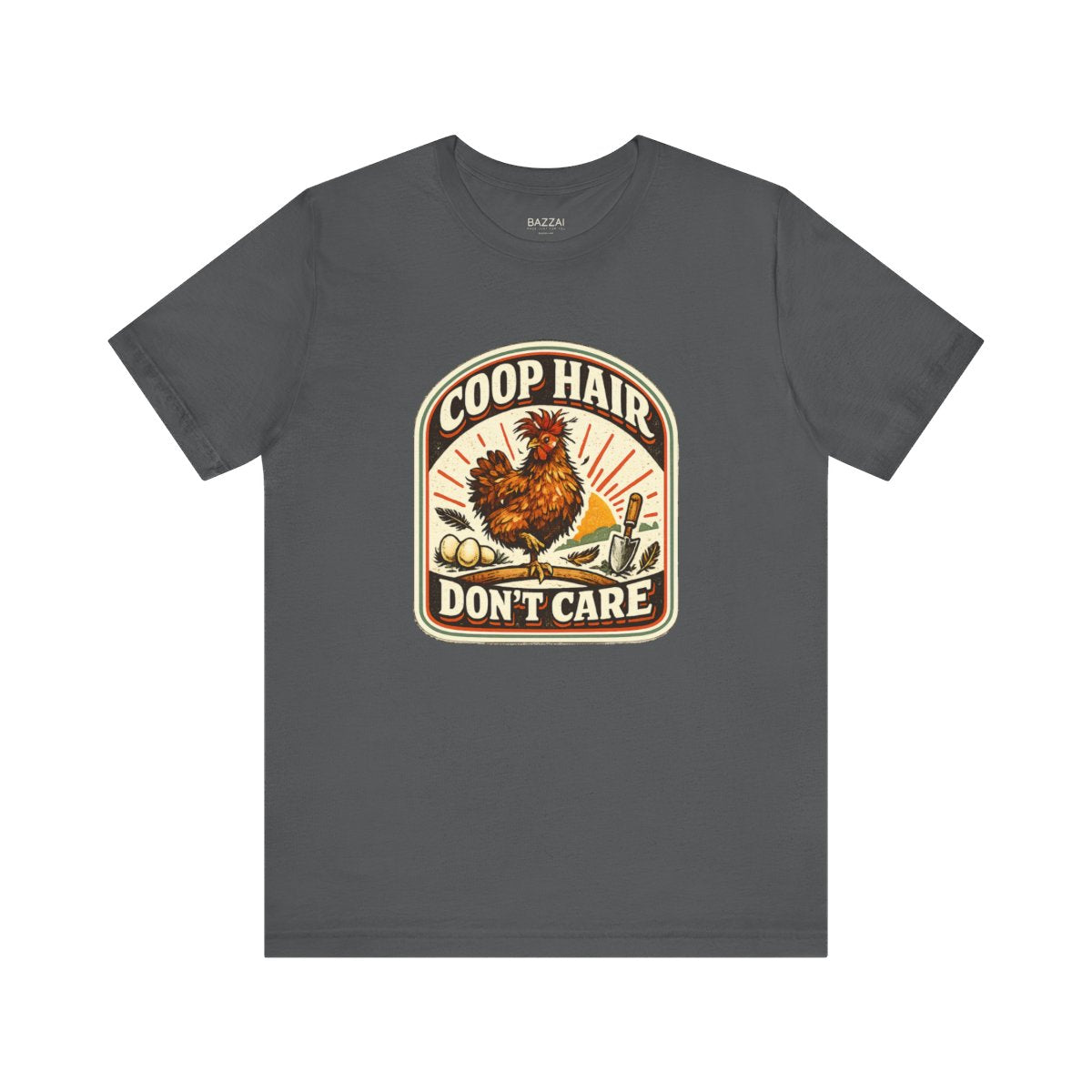 Chicken Mom T-Shirt — Coop Hair Don't Care — backyard chicken t-shirt design by June