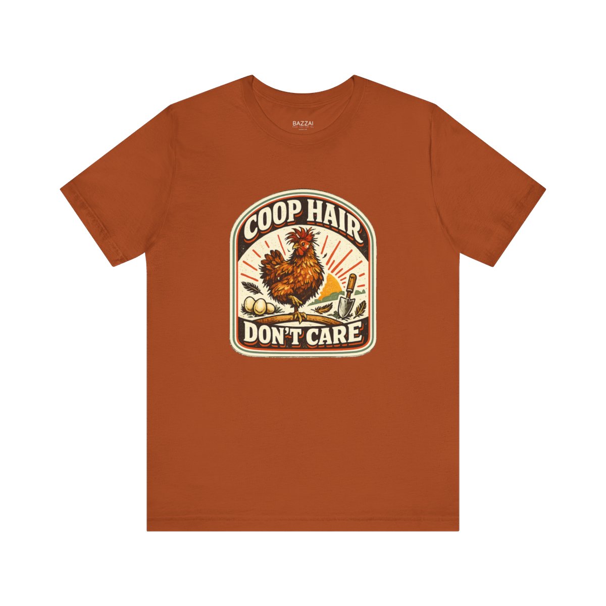 Chicken Mom T-Shirt — Coop Hair Don't Care — backyard chicken t-shirt design by June
