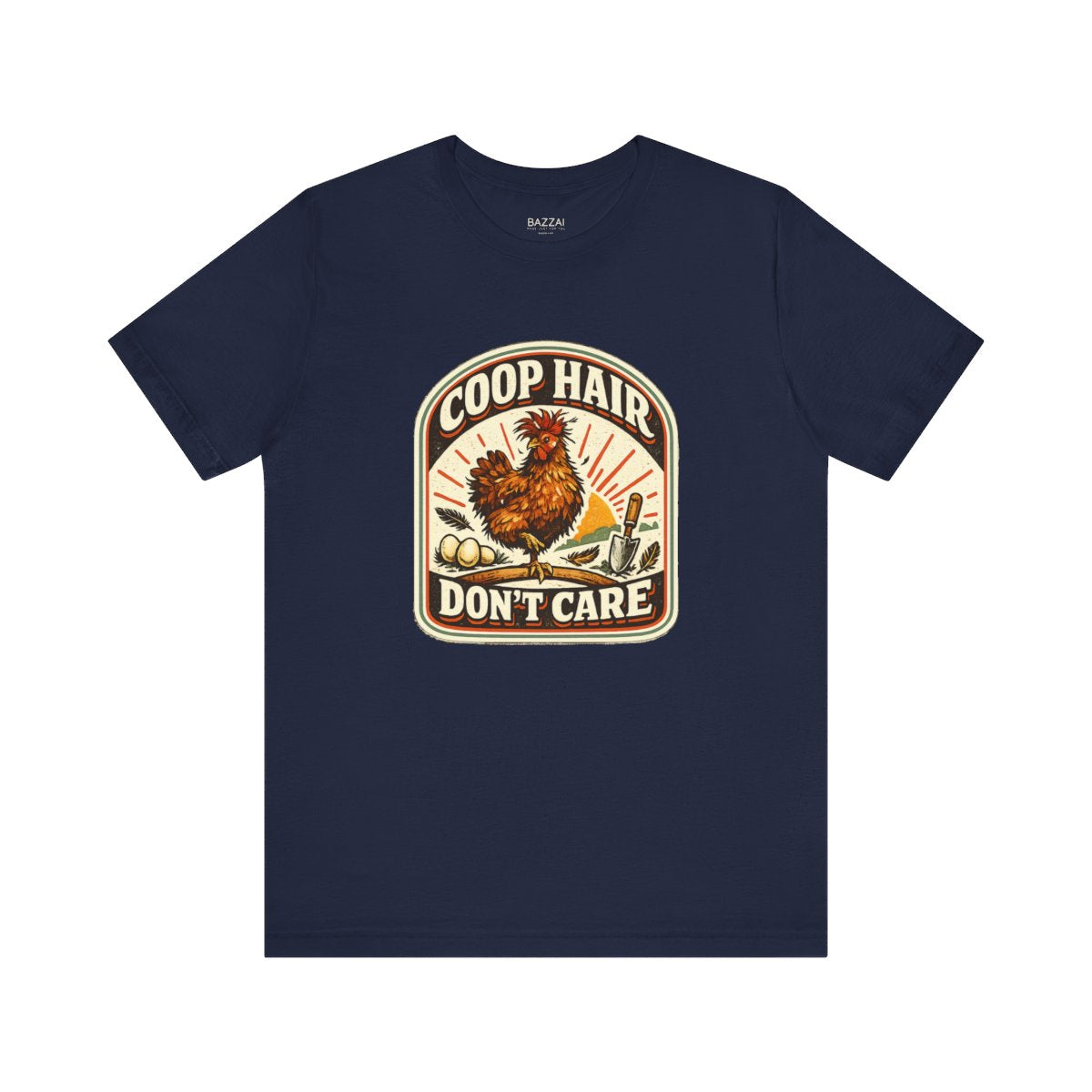 Chicken Mom T-Shirt — Coop Hair Don't Care — backyard chicken t-shirt design by June