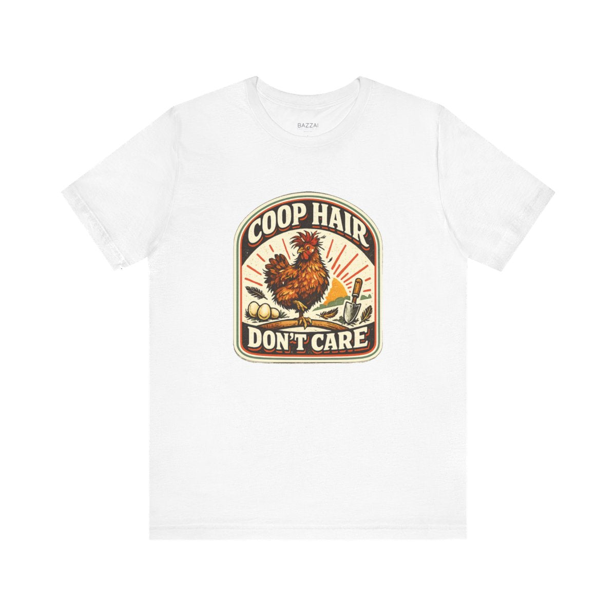 Chicken Mom T-Shirt — Coop Hair Don't Care — backyard chicken t-shirt design by June