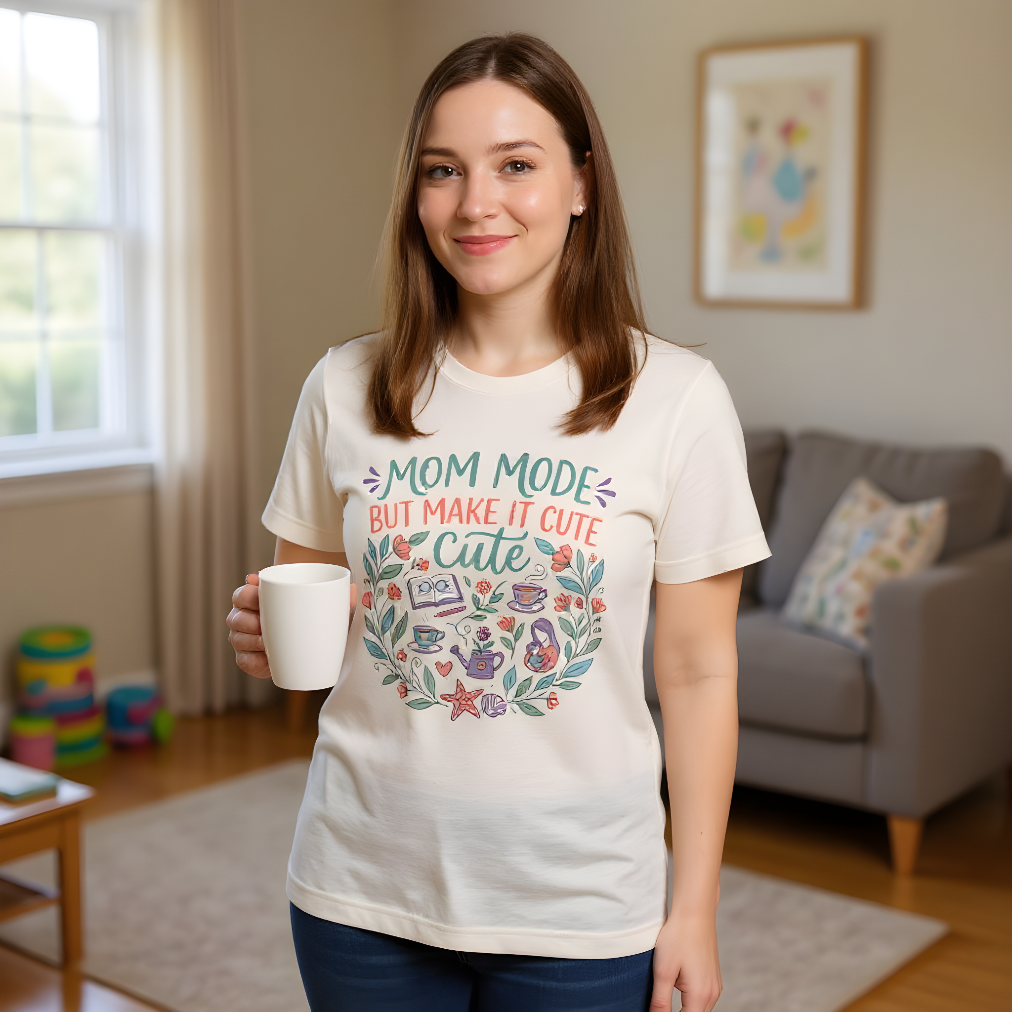 Mom Life T-Shirt — Mom Mode but Make It Cute — t-shirt design