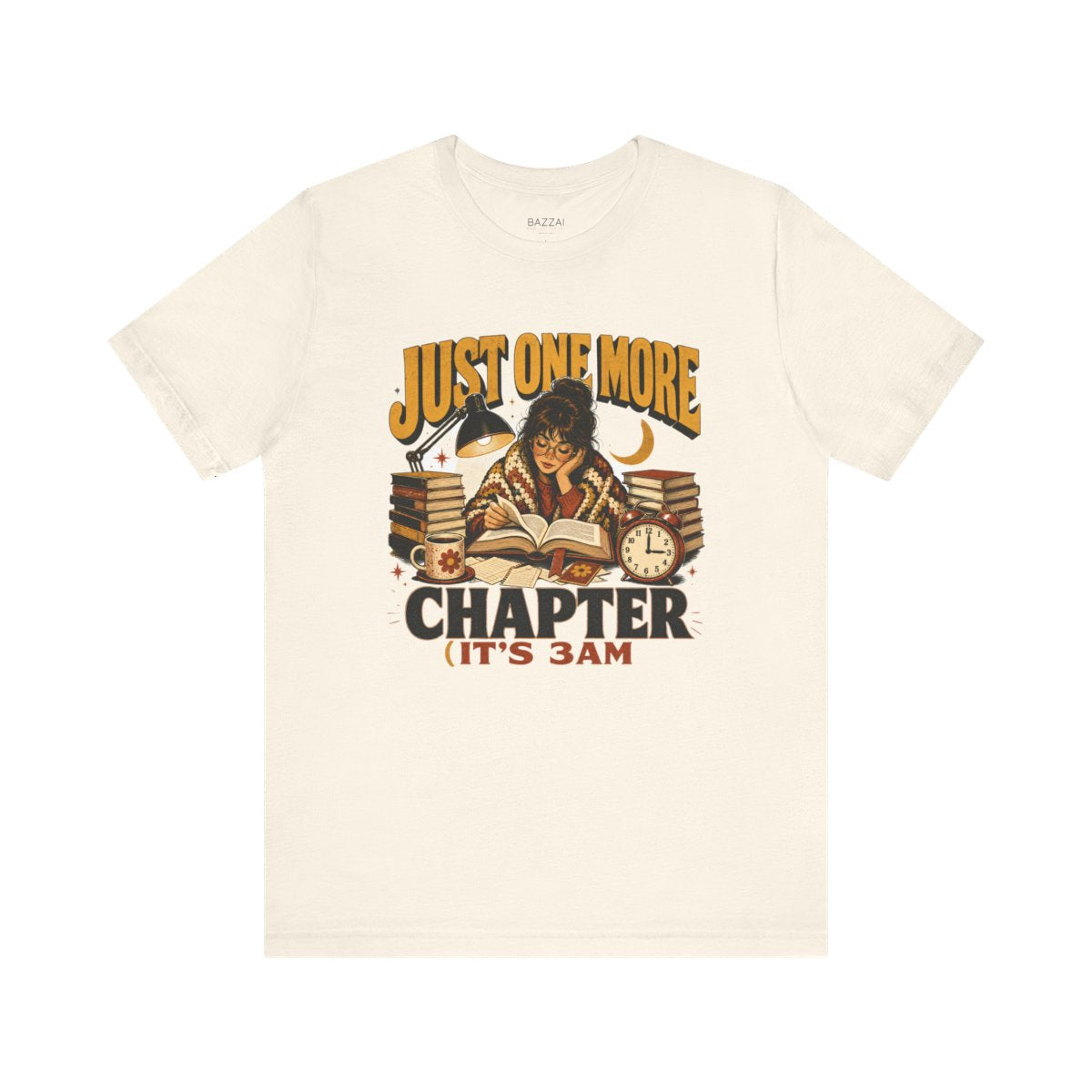 Night Reader T-Shirt — Just One More Chapter (It's 3AM) — books t-shirt design