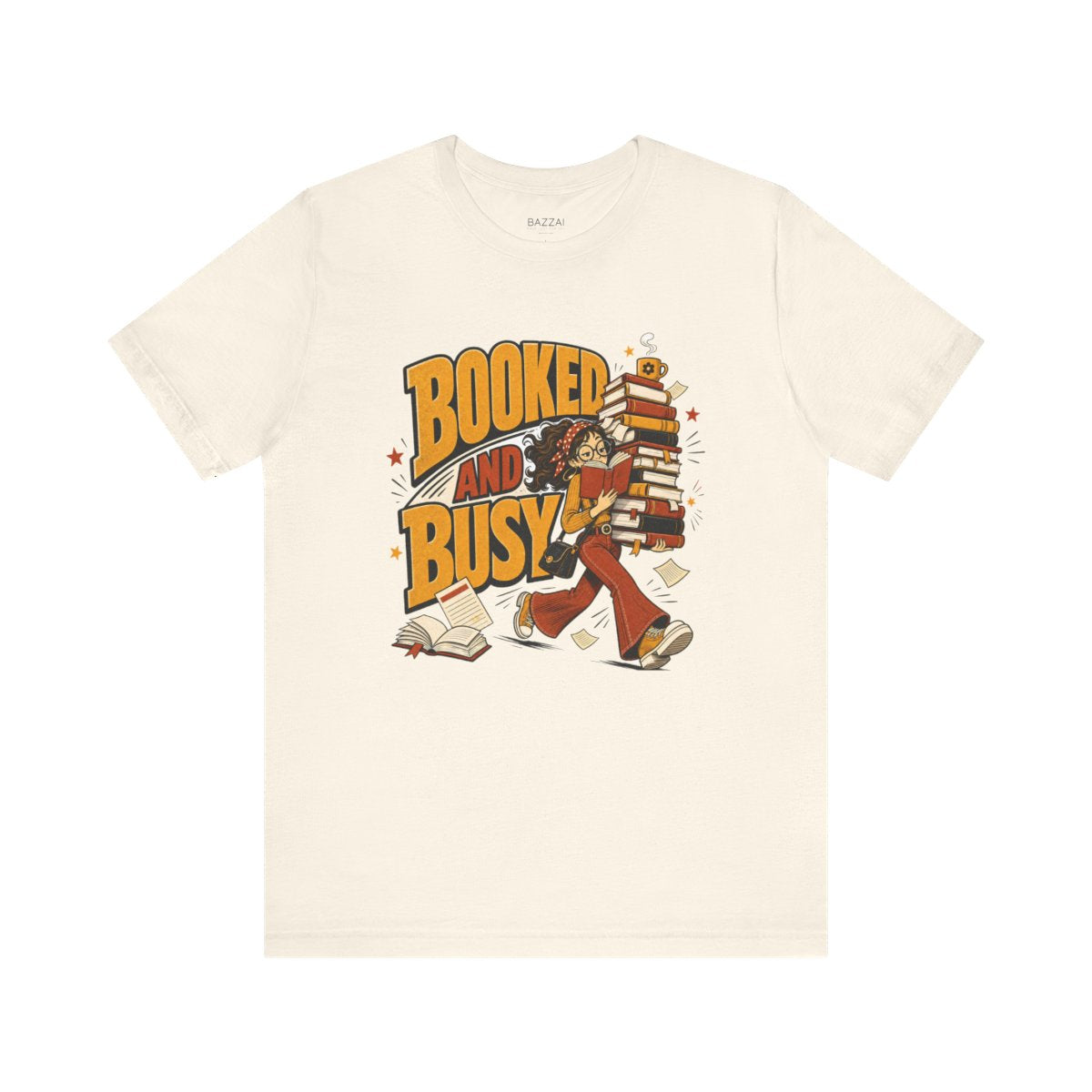 Funny Book Lover T-Shirt — Booked and Busy — books t-shirt design