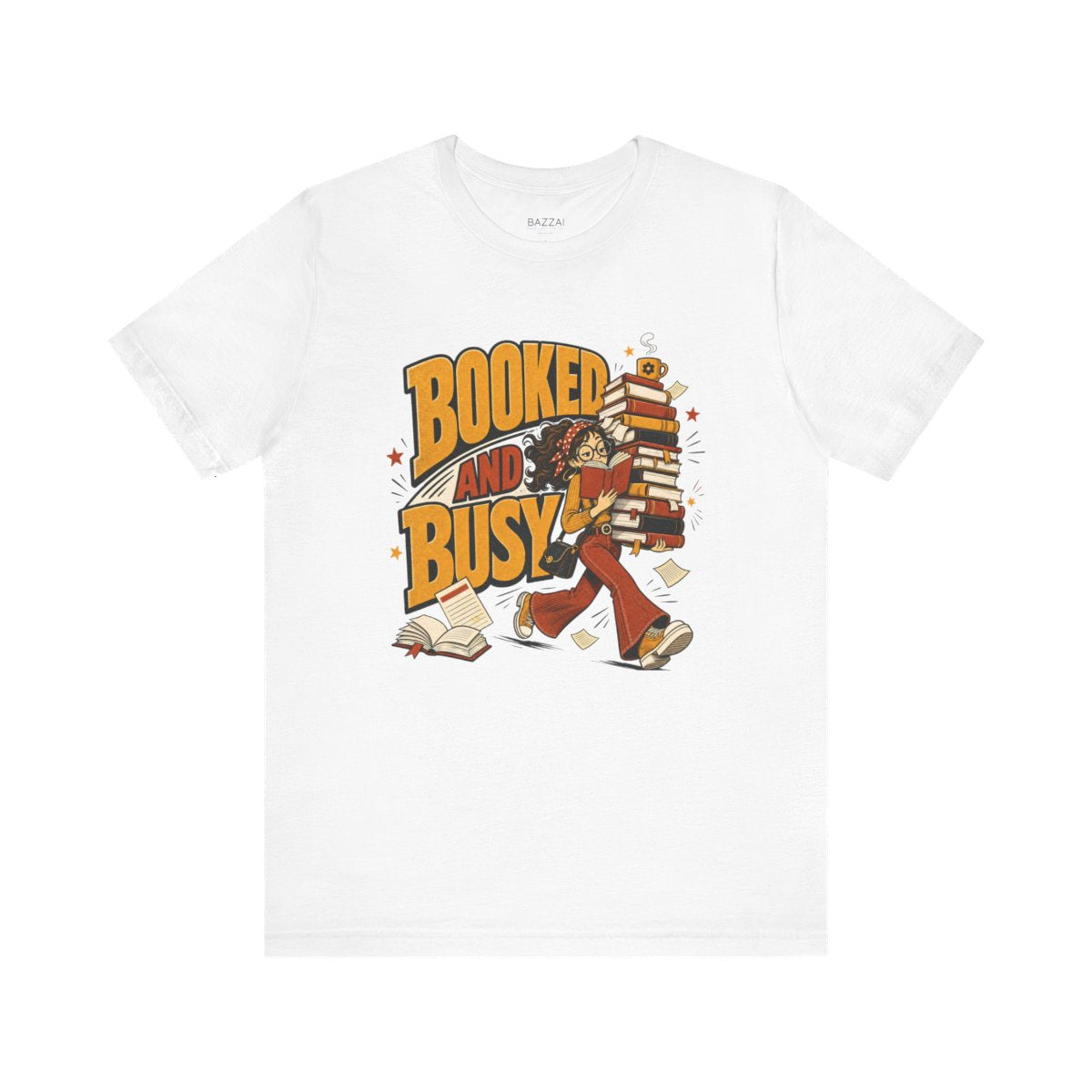 Funny Book Lover T-Shirt — Booked and Busy — books t-shirt design