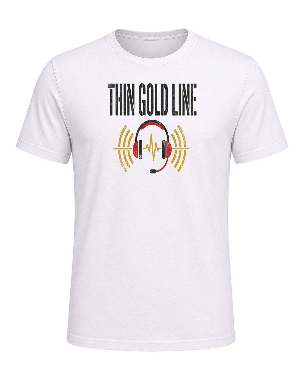 Thin gold line — White