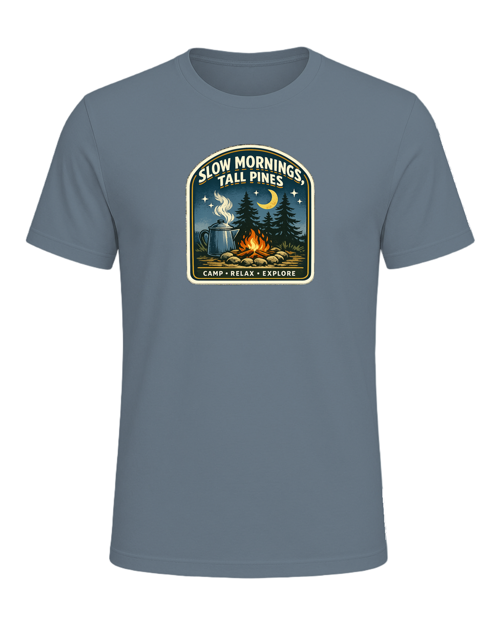 Slow Mornings, Tall Pines Tee — Heather Slate