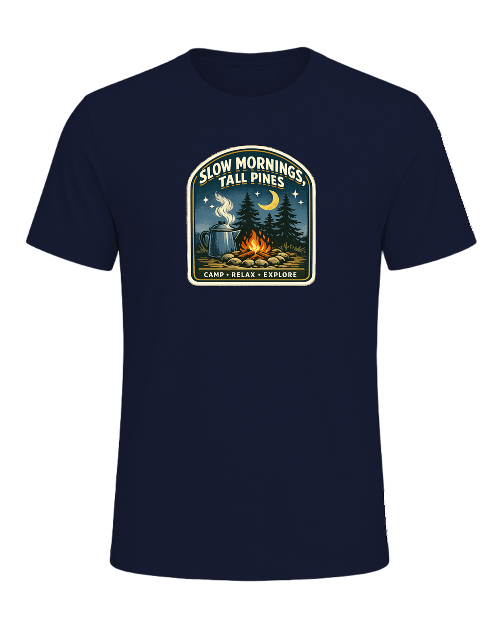 Slow Mornings, Tall Pines Tee — Navy