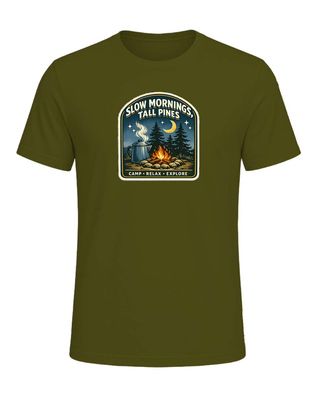 Slow Mornings, Tall Pines Tee — Olive