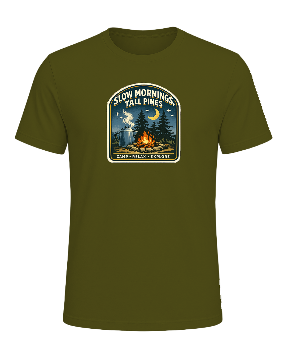 Slow Mornings, Tall Pines Tee — Olive