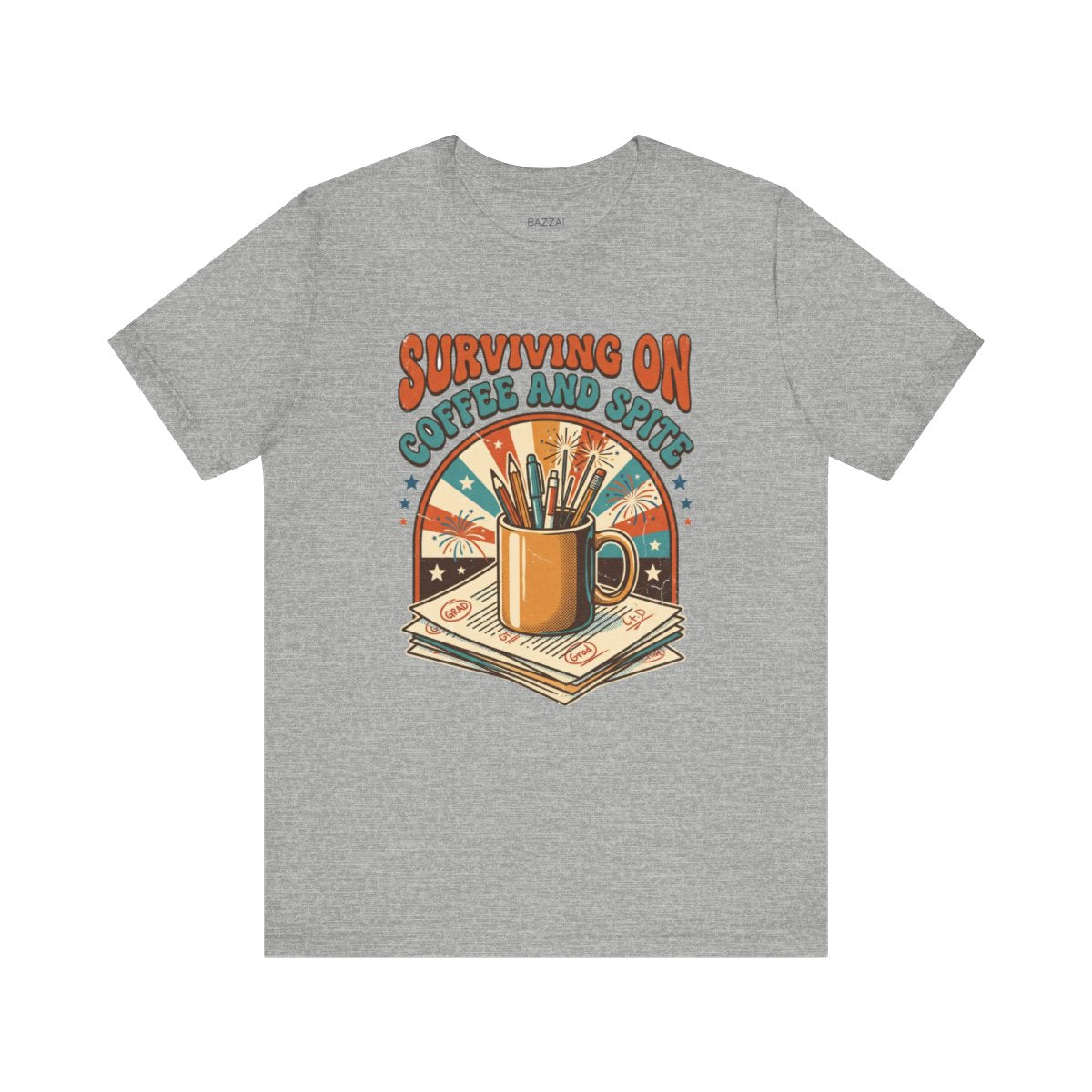 Funny Teacher T-Shirt — Surviving on Coffee and Spite — t-shirt design