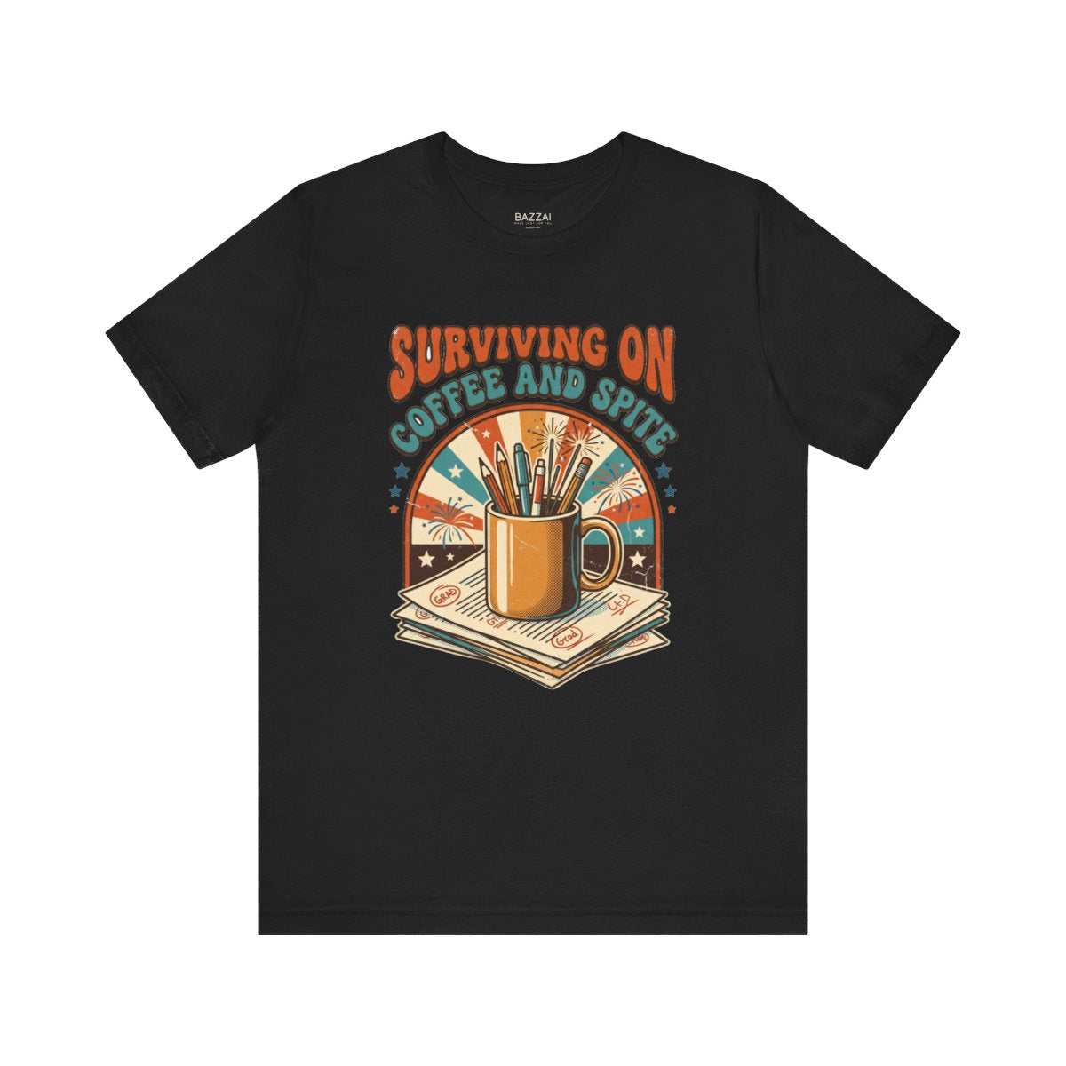 Funny Teacher T-Shirt — Surviving on Coffee and Spite — t-shirt design