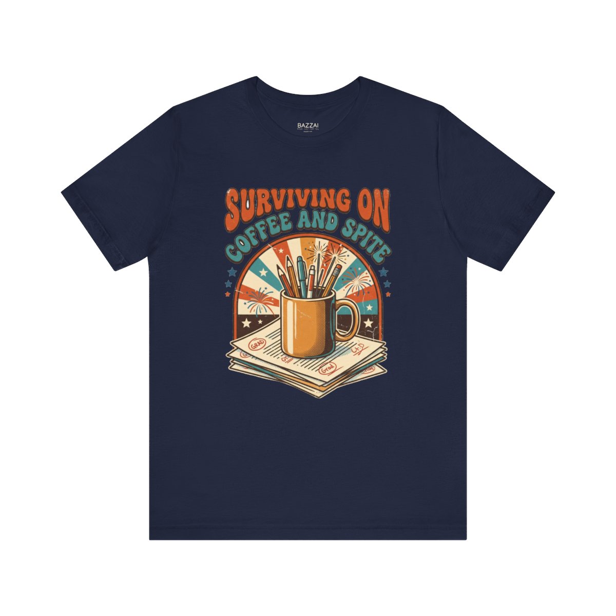 Funny Teacher T-Shirt — Surviving on Coffee and Spite — t-shirt design