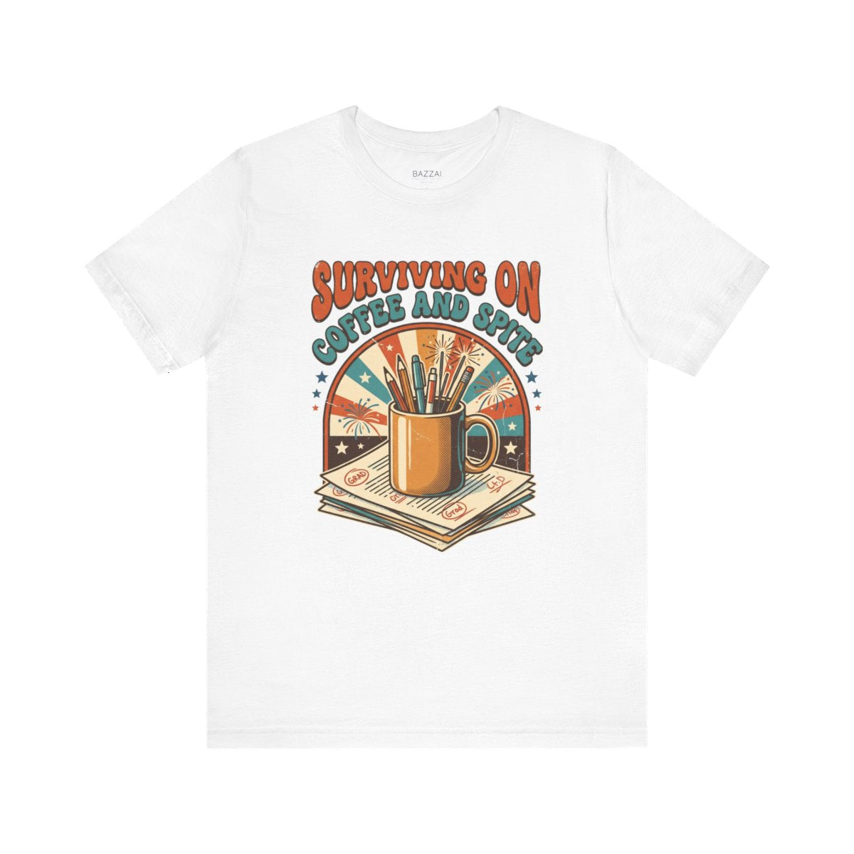 Funny Teacher T-Shirt — Surviving on Coffee and Spite — t-shirt design