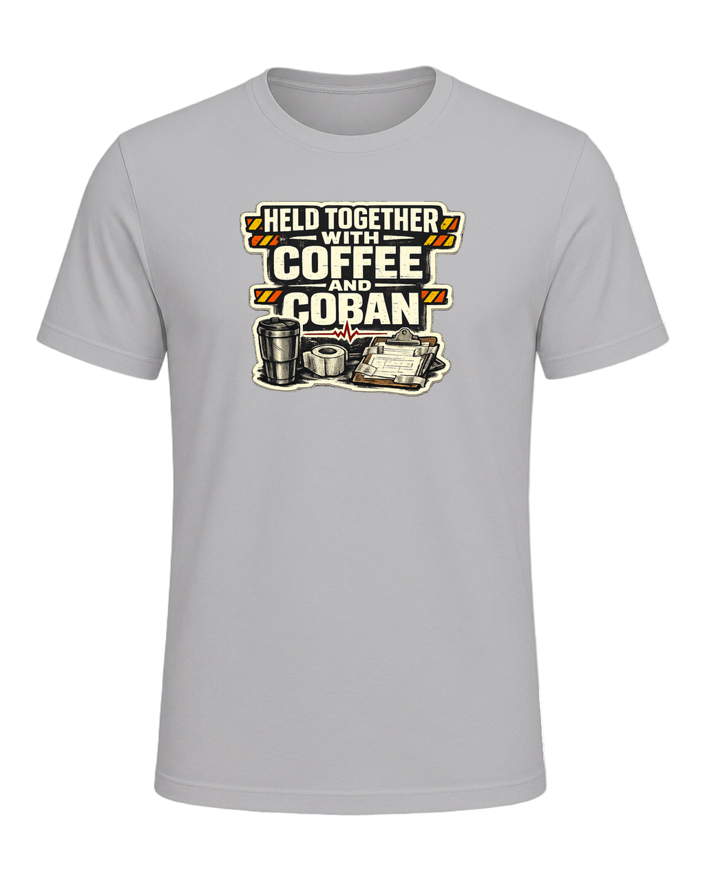 Held Together With Coffee And Coban Tee — Athletic Heather