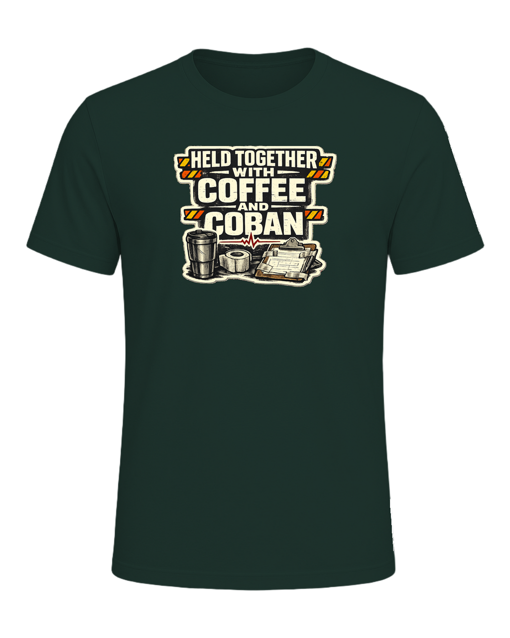 Held Together With Coffee And Coban Tee — Forest